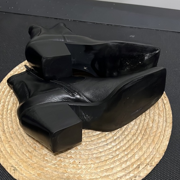 Zara Cowboy Square Toes Leather Ankle Boots Size 40 - Picture 15 of 16